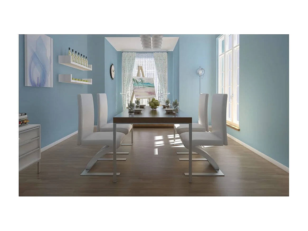 Chaises à manger lot de 4 blanc similicuir