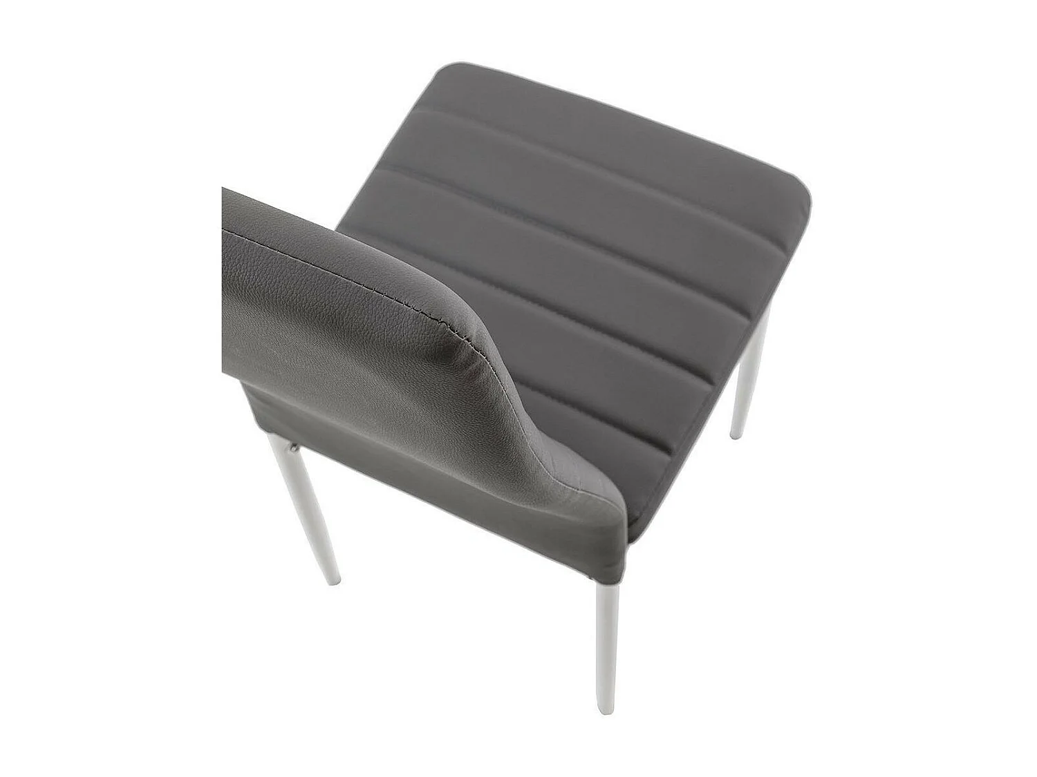 Chaise simili cuir gris et pieds métal blanc Rolina - Lot de 4