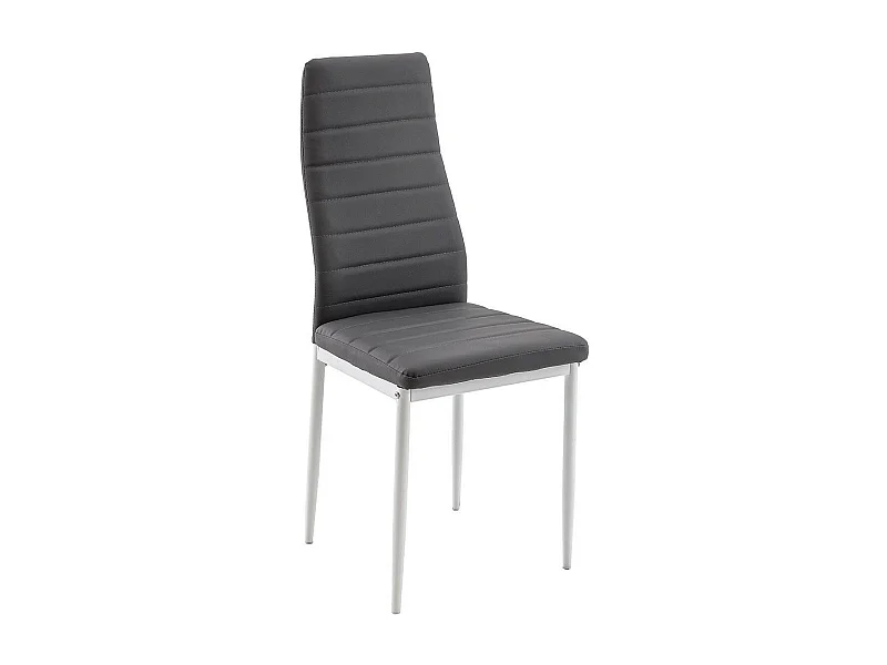 Chaise simili cuir gris et pieds métal blanc Rolina - Lot de 4