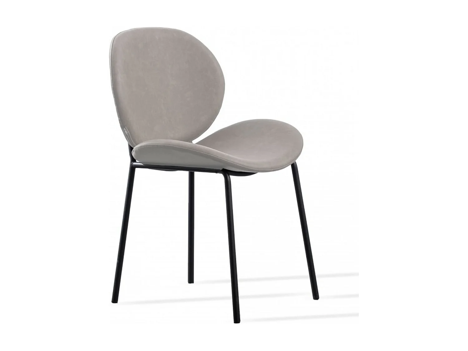 Chaise design simili cuir gris et acier laqué noir Toxane