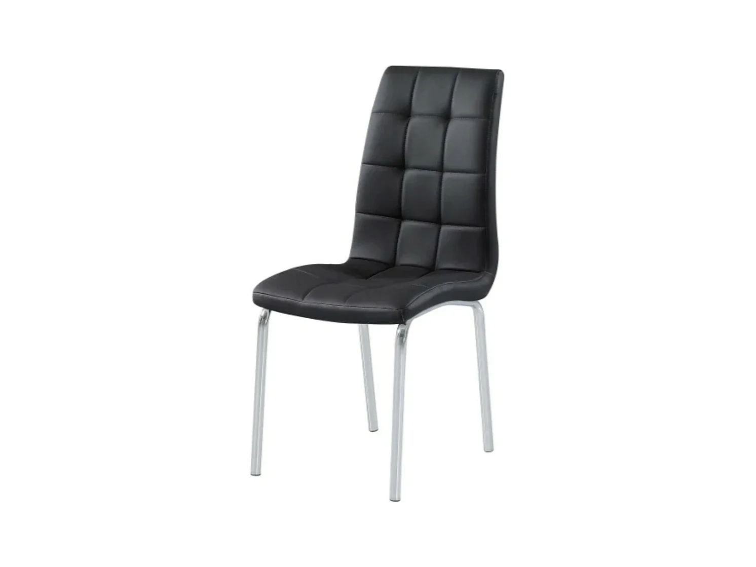 Chaise moderne simili cuir et pieds métal chromé Maeva - Lot de 6-Couleur Noir