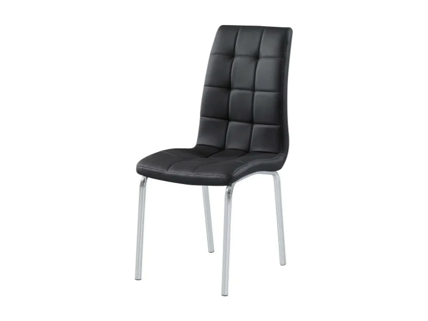 Chaise moderne simili cuir et pieds métal chromé Maeva - Lot de 6-Couleur Noir