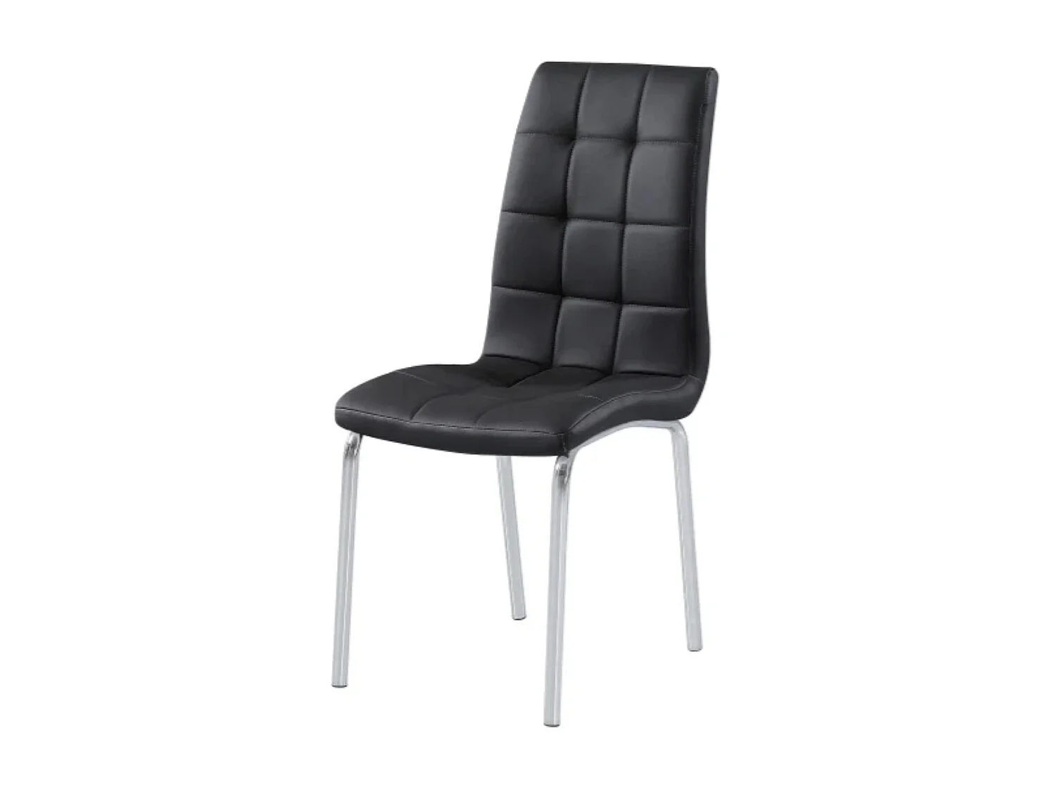 Chaise moderne simili cuir et pieds métal chromé Maeva - Lot de 6-Couleur Noir