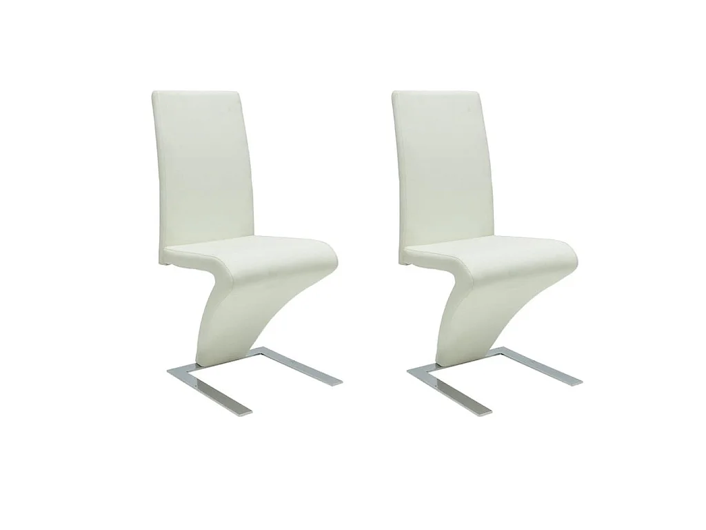 Chaises à manger lot de 2 blanc similicuir