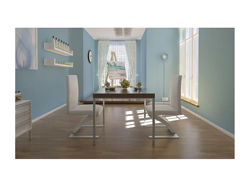 Cadeiras de jantar 2 pcs couro artificial branco