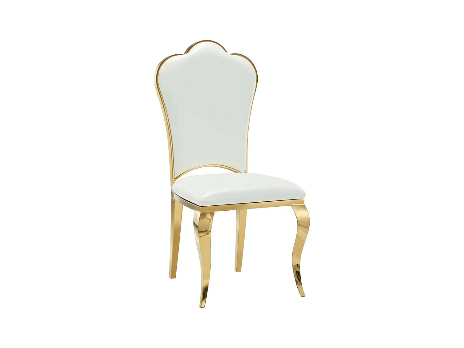 Chaise design simili cuir et pieds doré effet miroir Kouma - Lot de 4-Couleur Blanc