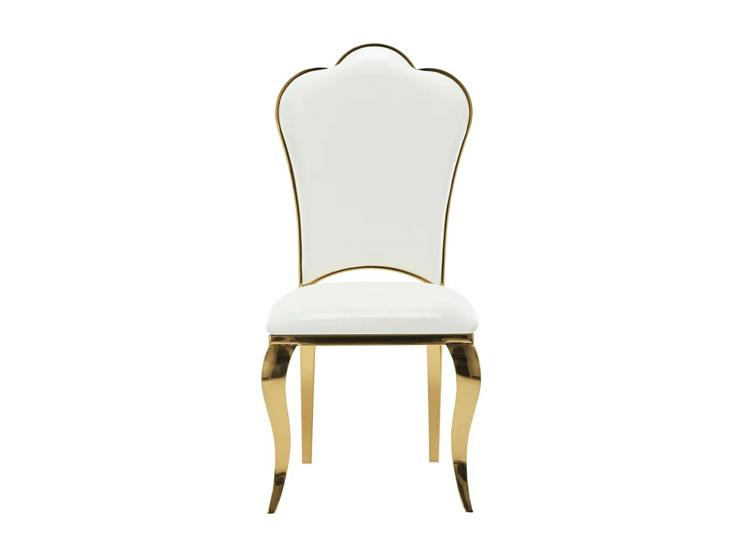 Chaise design simili cuir et pieds doré effet miroir Kouma - Lot de 4-Couleur Blanc