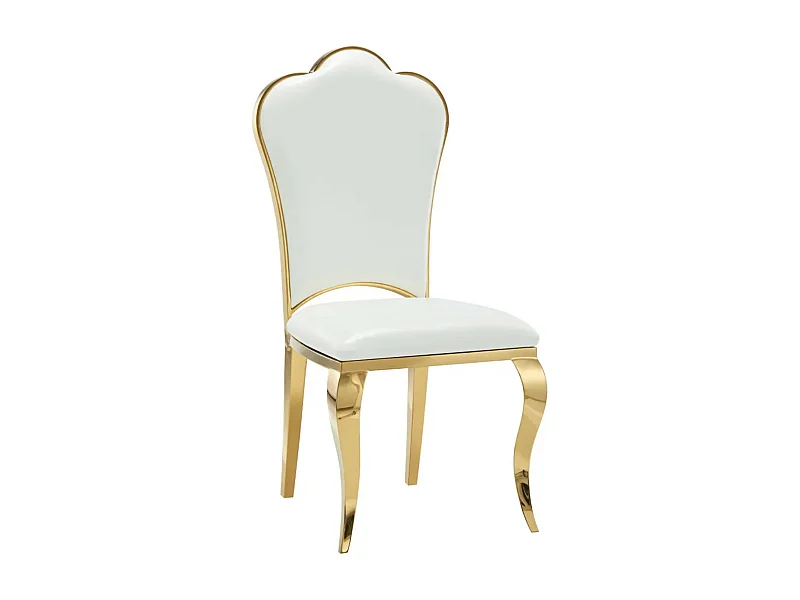 Chaise design simili cuir et pieds doré effet miroir Kouma - Lot de 4-Couleur Blanc