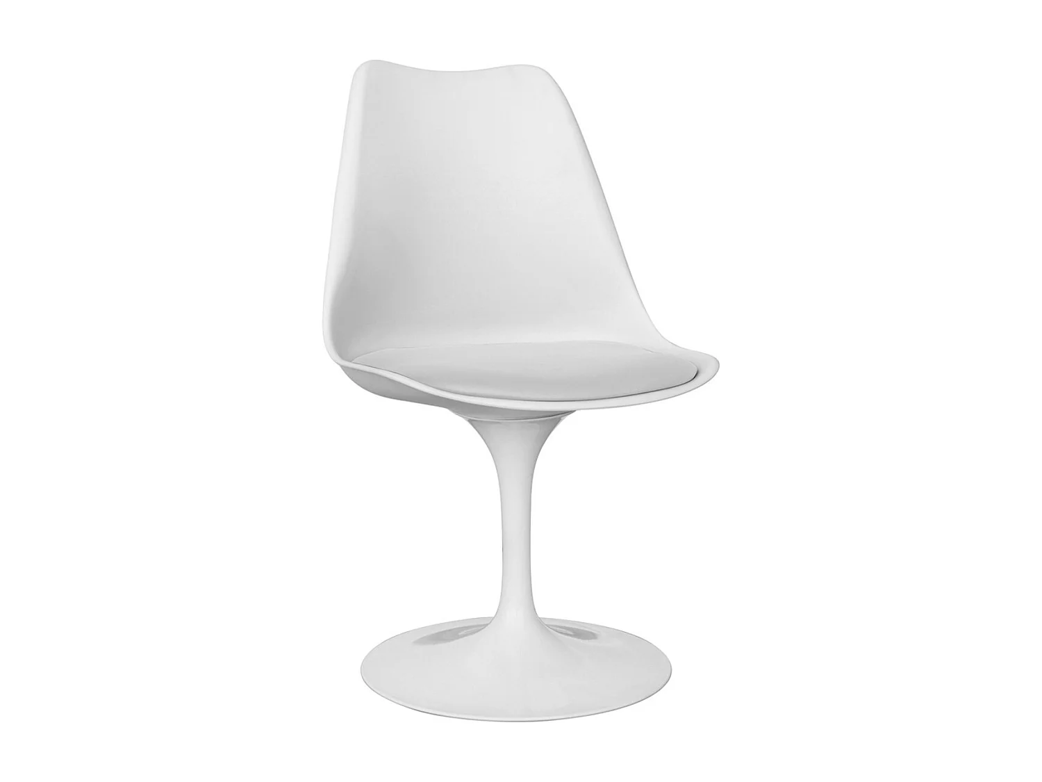 Chaise pivotante Tulipa - Blanche avec coussin en simili cuir-Couleur Turquoise