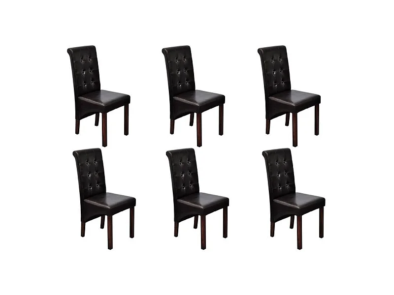 Chaises de salle à manger 6 pcs Marron Similicuir 7