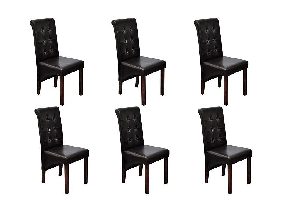 Chaises de salle à manger 6 pcs Marron Similicuir 7