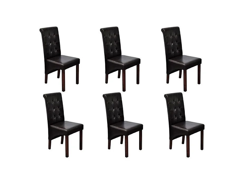 Chaises de salle à manger 6 pcs Marron Similicuir 7
