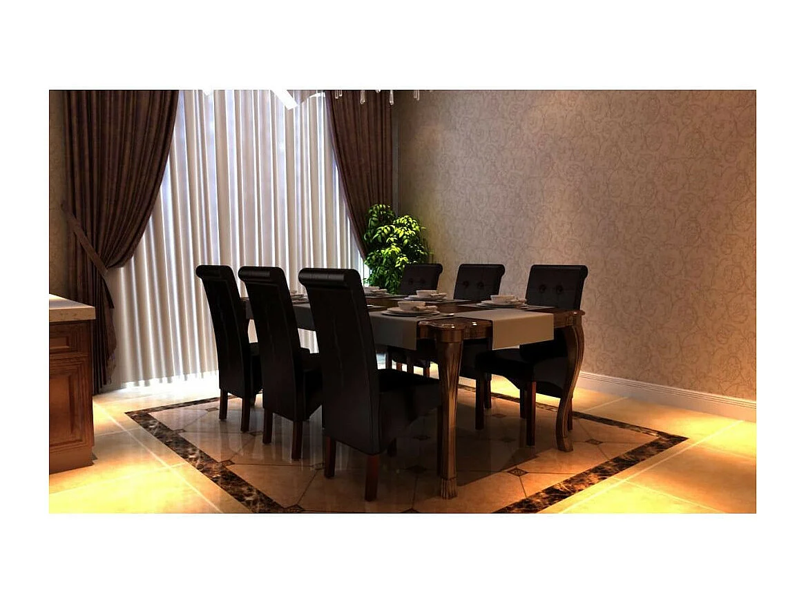 Chaises de salle à manger 6 pcs Marron Similicuir 7