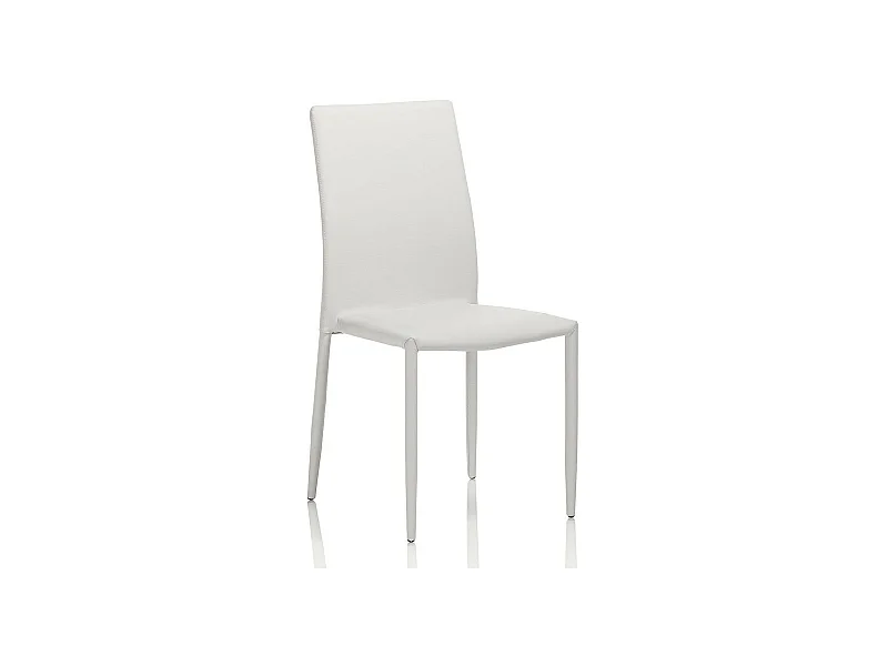 Chaise simili cuir blanc et pieds métal blanc Danan - Lot de 4