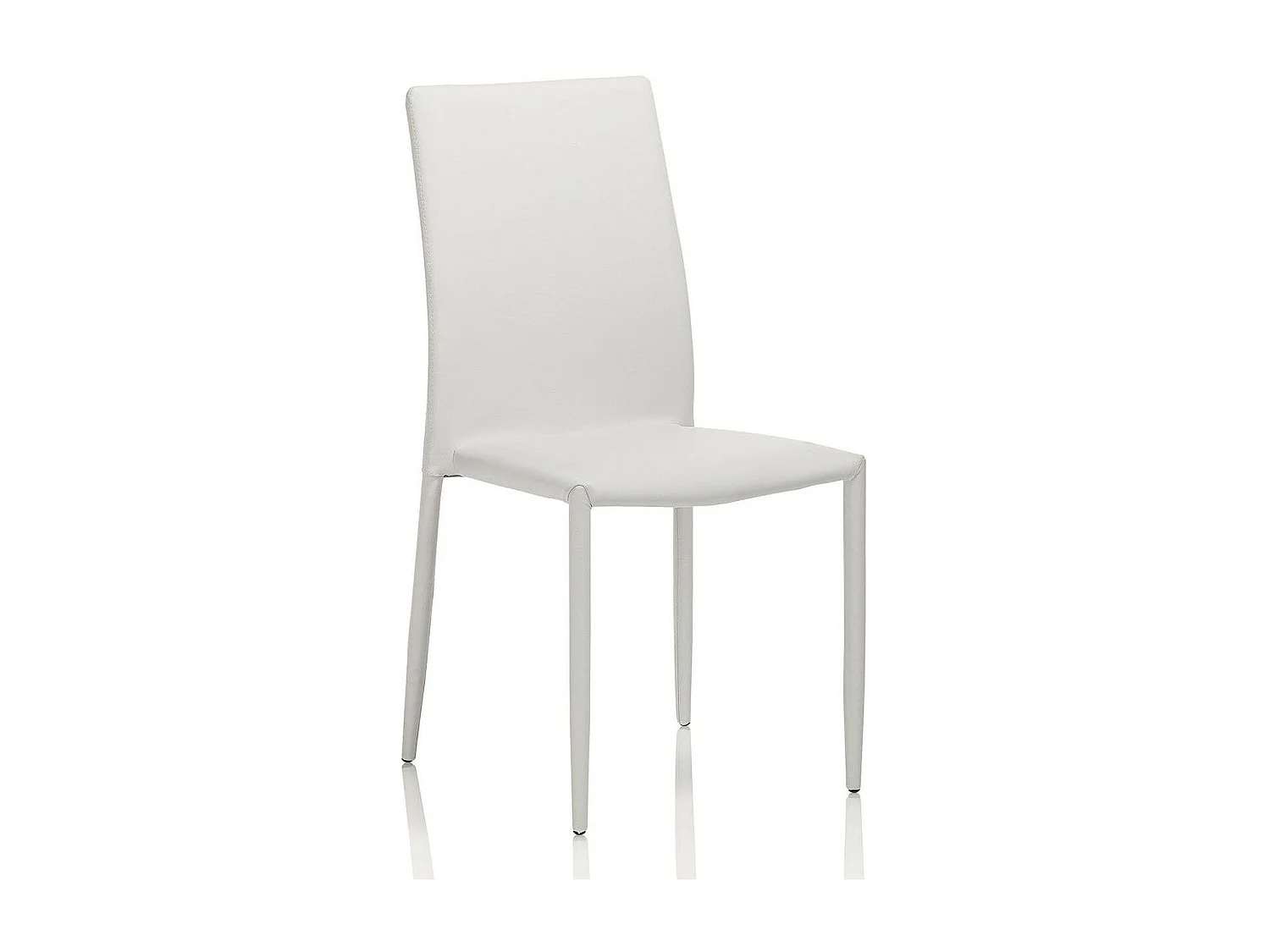 Chaise simili cuir blanc et pieds métal blanc Danan - Lot de 4