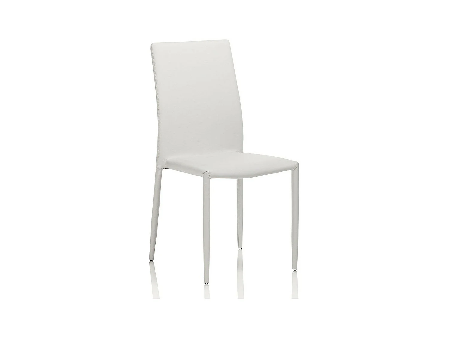Chaise simili cuir blanc et pieds métal blanc Danan - Lot de 4