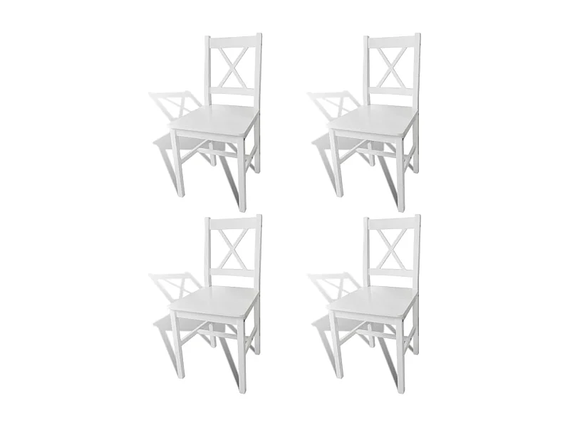 Lot de 4 chaises de salle à manger cuisine design simple en bois de pin blanc CDS021232
