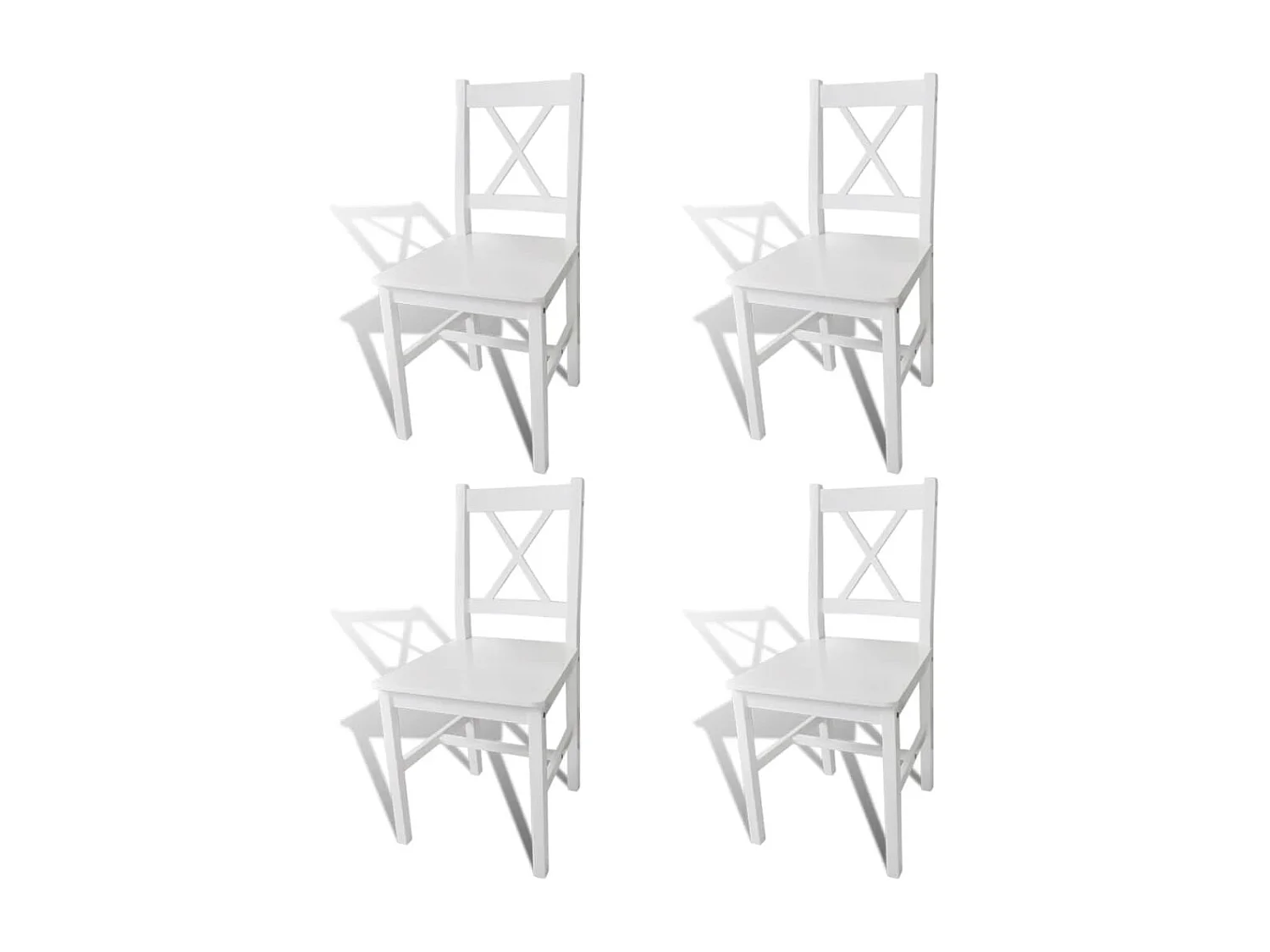 Lot de 4 chaises de salle à manger cuisine design simple en bois de pin blanc CDS021232