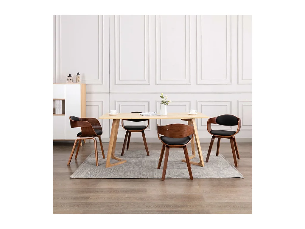 Chaises à manger lot de 4 bois courbé et similicuir
