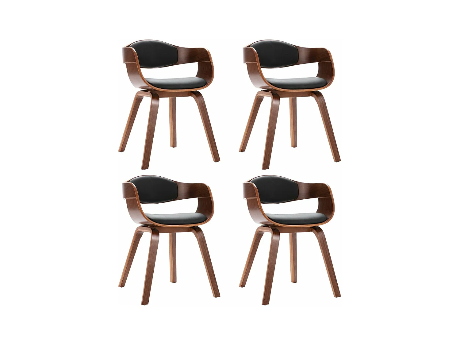 Chaises à manger lot de 4 bois courbé et similicuir