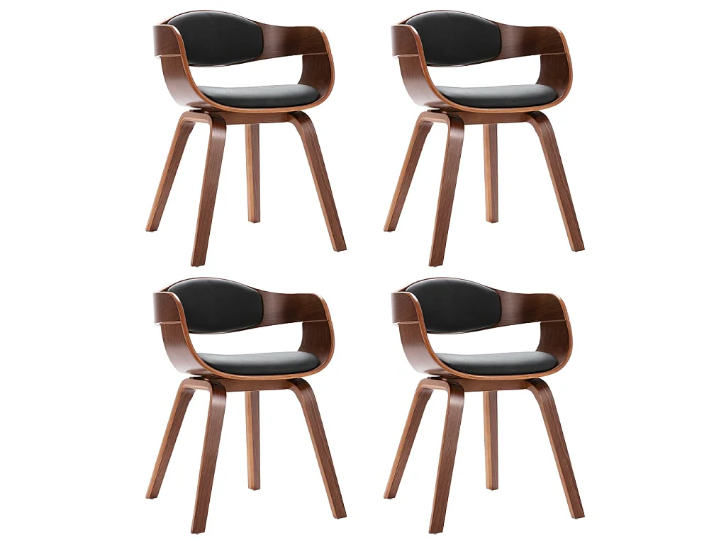 Sedie da Pranzo 4 pz in Legno Curvato e Similpelle