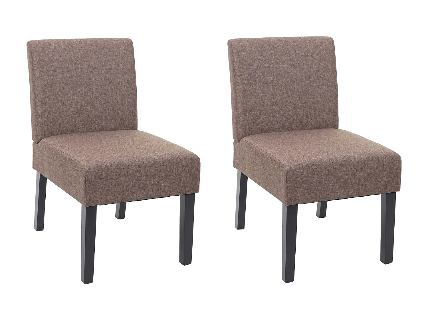 Lot de 2 chaises à manger en tissu marron pieds en bois design simple siège extra long 04_0000392