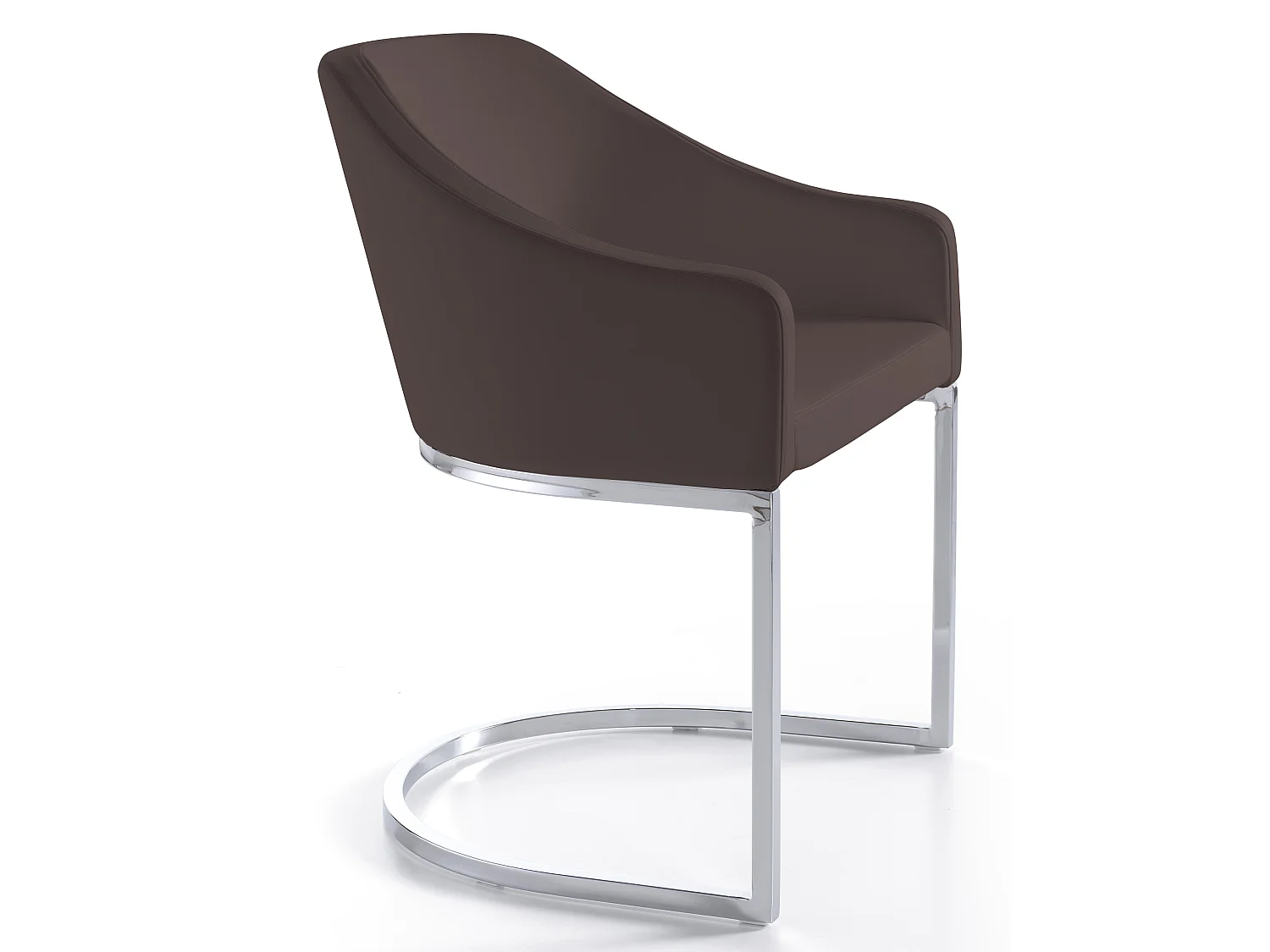 Fauteuil design simili cuir marron et pieds acier inoxydable Arka - Lot de 2