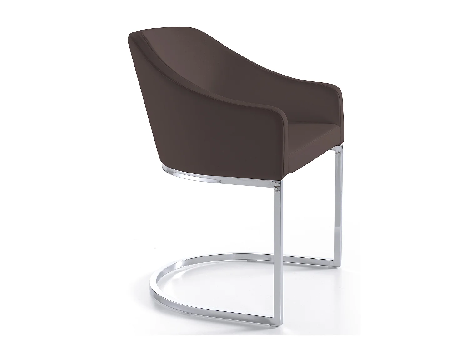 Fauteuil design simili cuir marron et pieds acier inoxydable Arka - Lot de 2