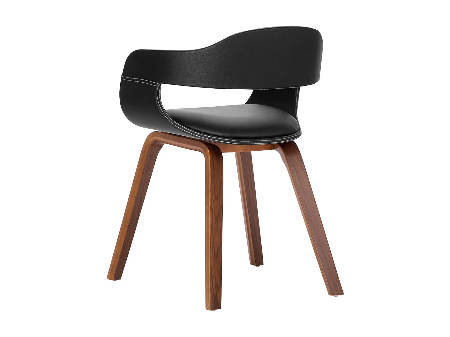 Chaise de salle à manger Noir Bois courbé et similicuir