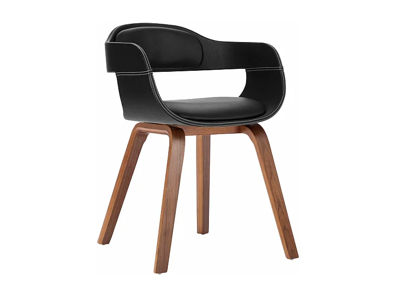Chaise de salle à manger Noir Bois courbé et similicuir