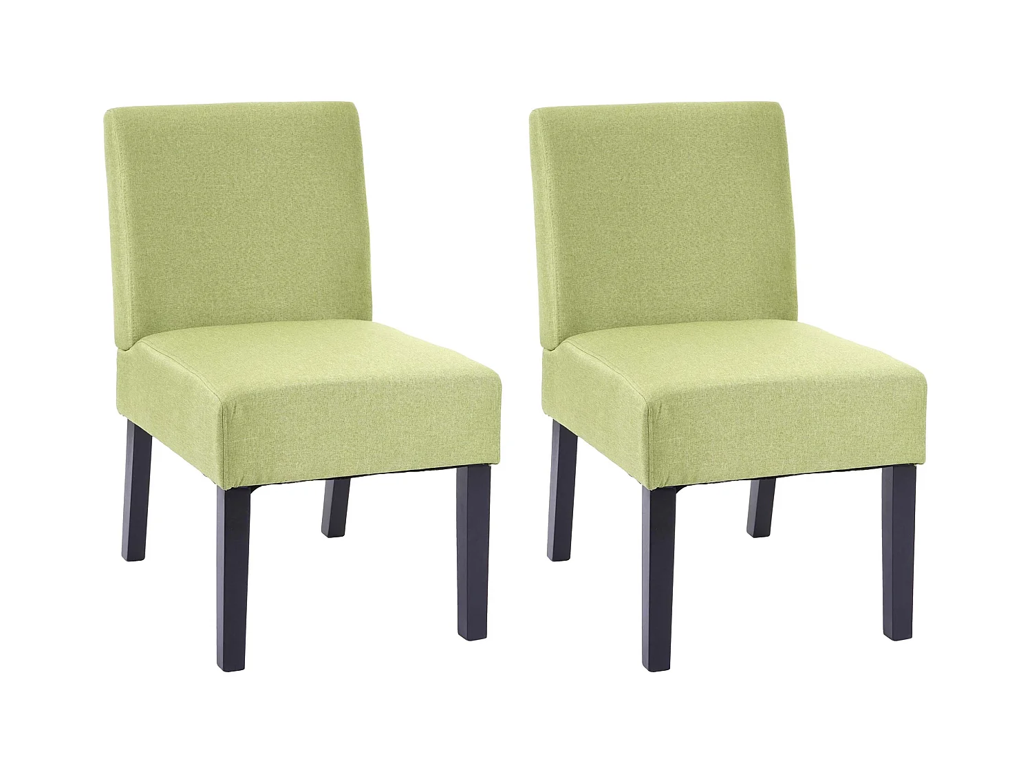 Lot de 2 chaises à manger en tissu vert pieds en bois design simple siège extra long 04_0000396