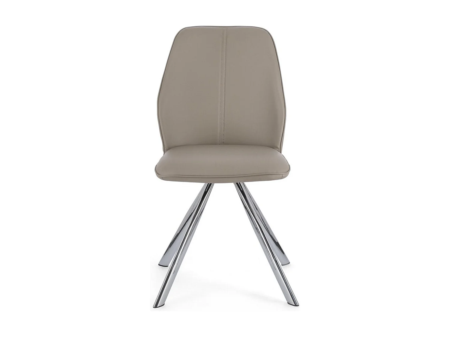 Set van 4 moderne stoelen in imitatieleer met verchroomde stalen poten - model Axelle-Kleur Beige