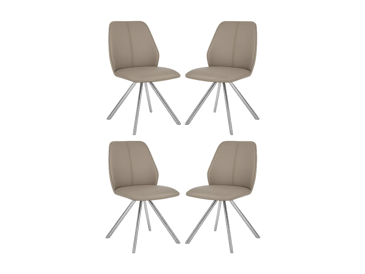 Set van 4 moderne stoelen in imitatieleer met verchroomde stalen poten - model Axelle-Kleur Beige