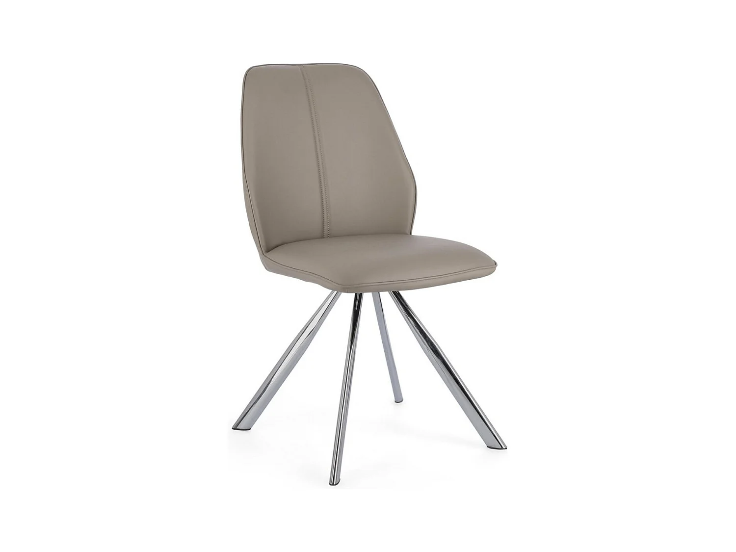 Lot de 4 chaises modernes en simili cuir et pieds acier chromé - Modèle Axelle-Beige