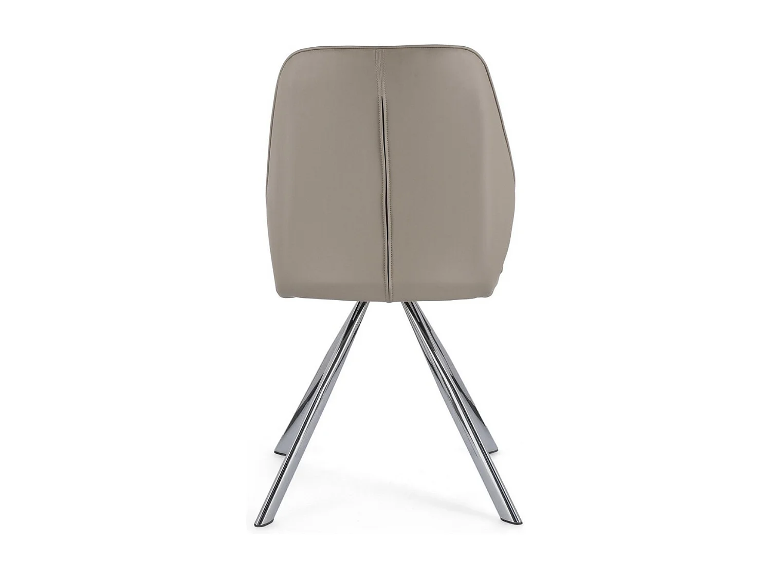 Lot de 4 chaises modernes en simili cuir et pieds acier chromé - Modèle Axelle-Beige