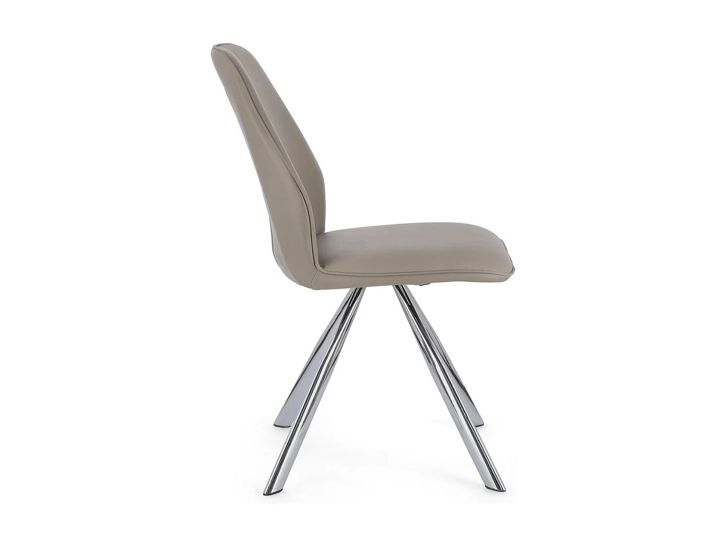 Lot de 4 chaises modernes en simili cuir et pieds acier chromé - Modèle Axelle-Beige