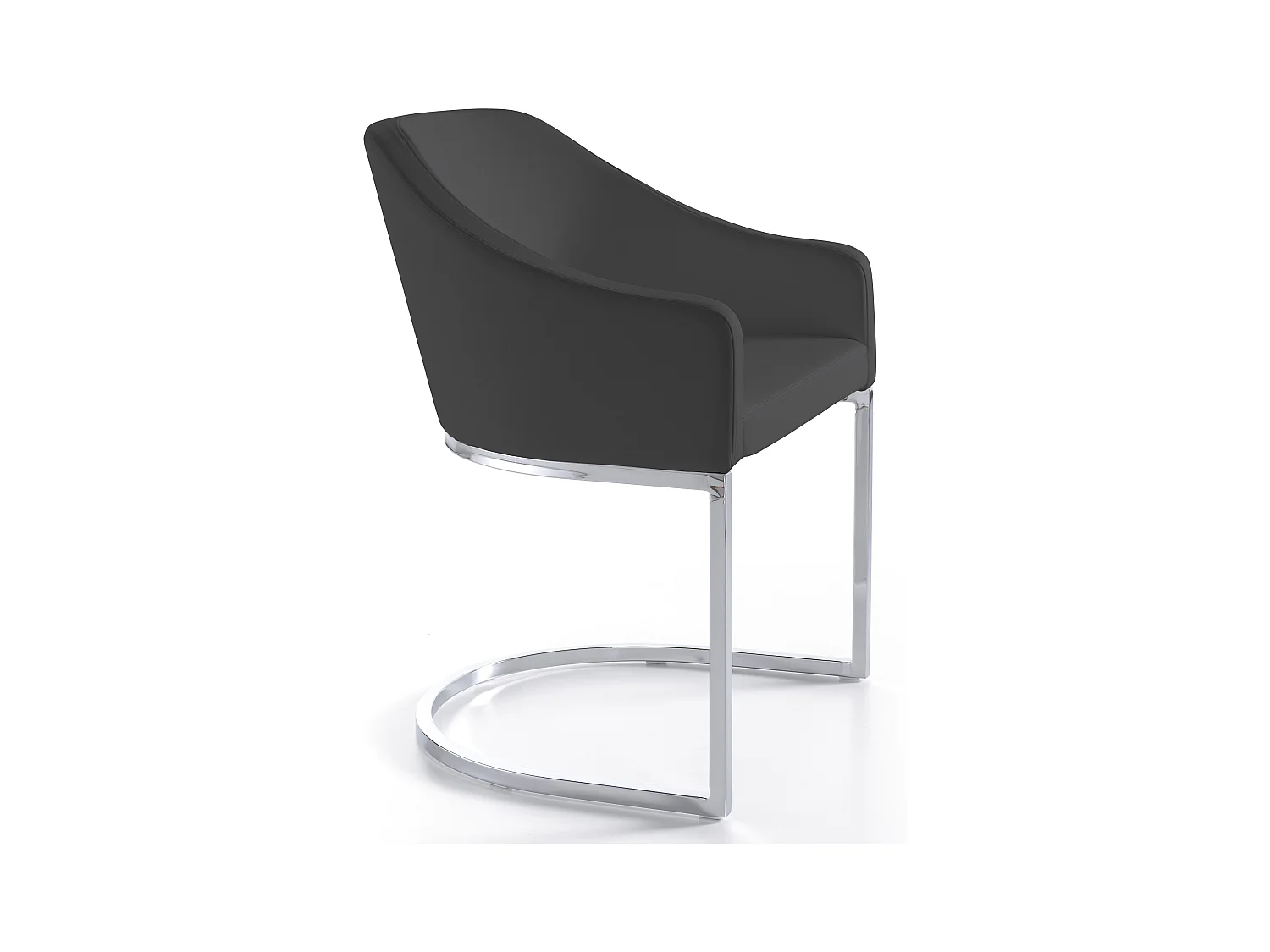 Fauteuil design simili cuir gris foncé et pieds acier inoxydable Arka - Lot de 2