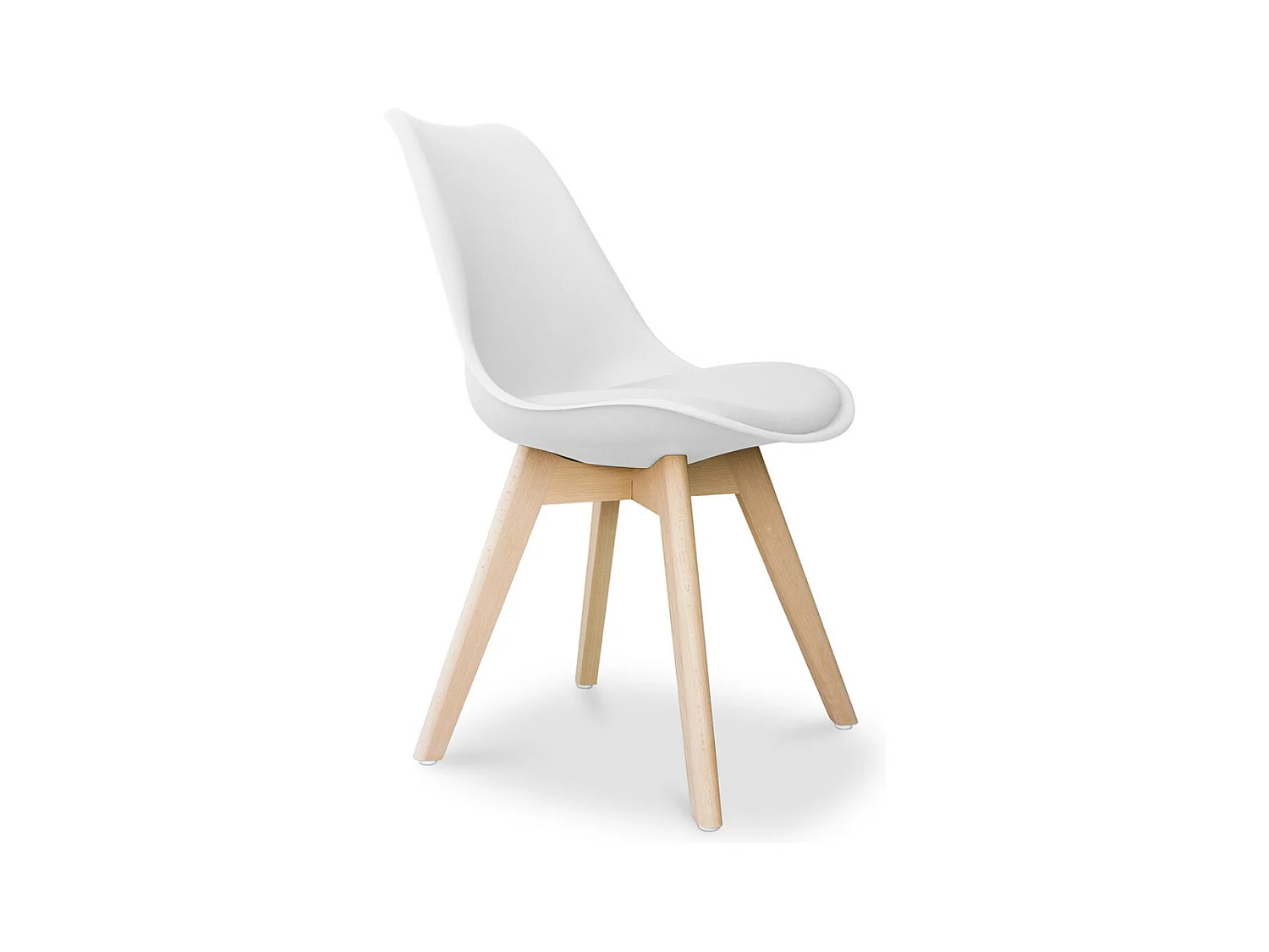 Chaise Tula style nordique - Assise en simili cuir et pieds en bois clair-Couleur Blanc
