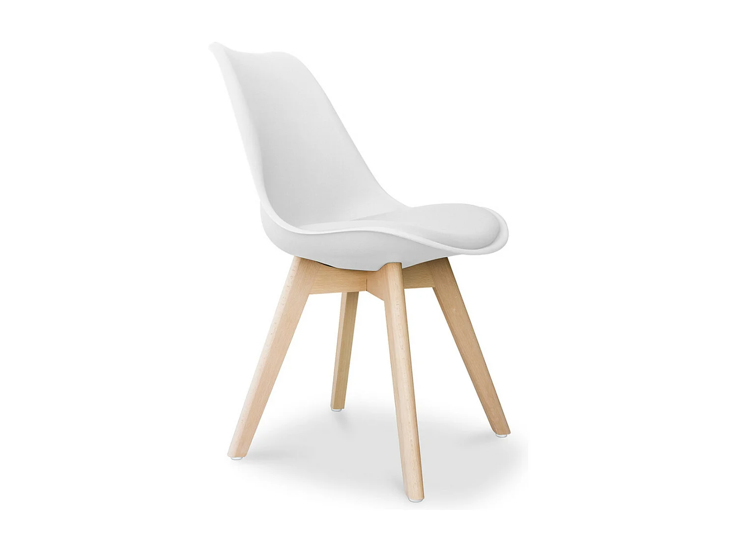 Chaise Tula style nordique - Assise en simili cuir et pieds en bois clair-Couleur Blanc