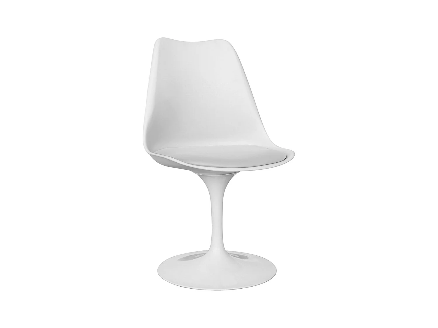 Chaise pivotante Tulipa - Blanche avec coussin en simili cuir-Couleur Gris clair