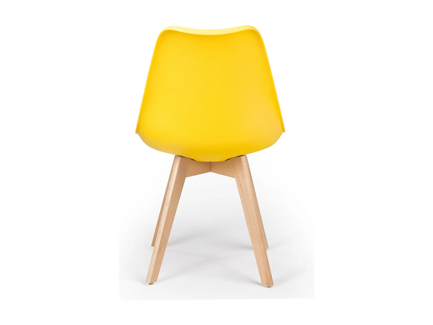 Silla Tula de estilo nórdico - Asiento de piel sintética y patas de madera clara-Color Amarillo