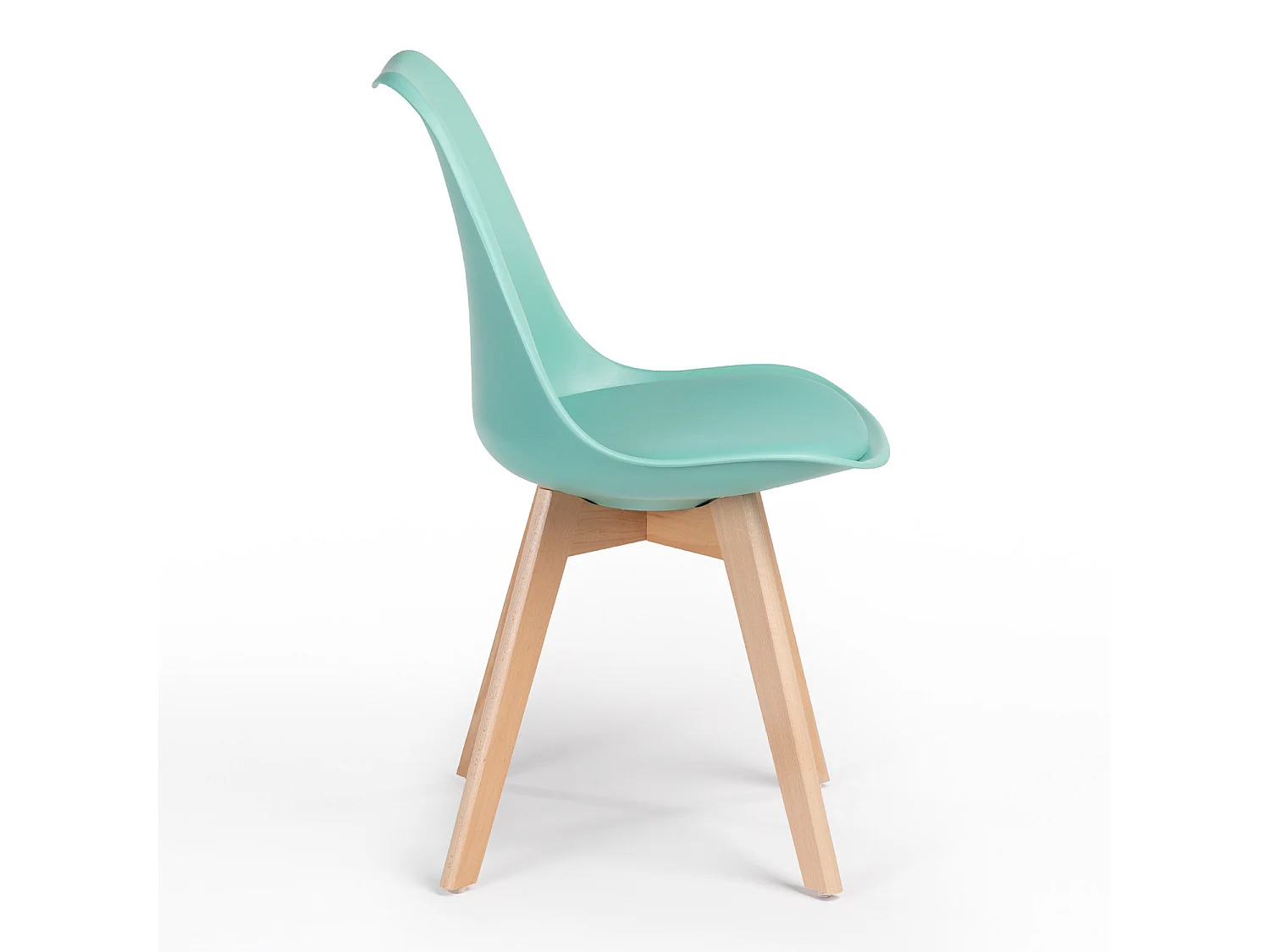 Chaise Tula style nordique - Assise en simili cuir et pieds en bois clair-Couleur Vert emeraude