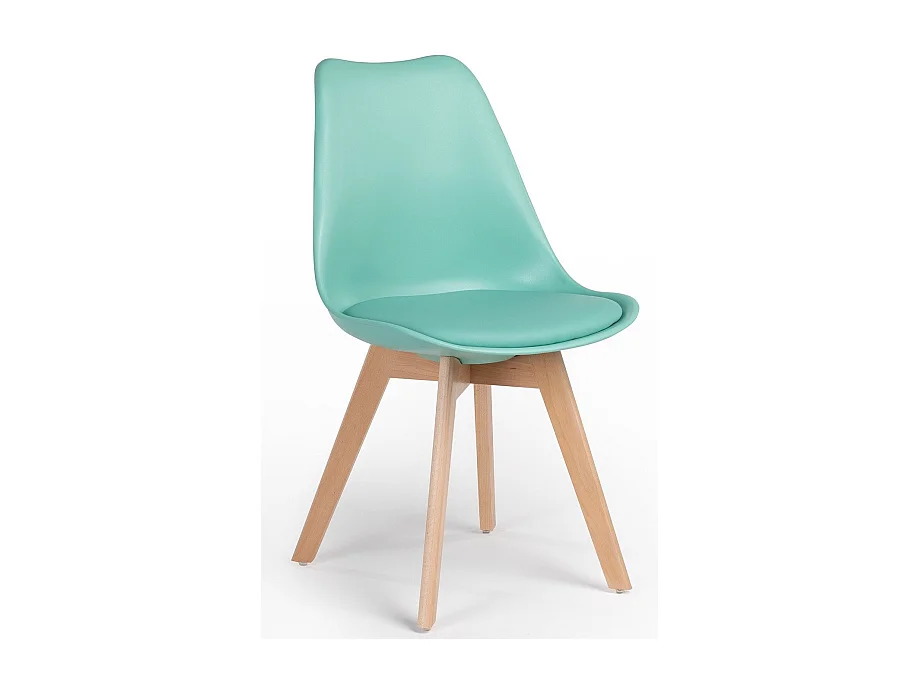 Chaise Tula style nordique - Assise en simili cuir et pieds en bois clair-Couleur Vert emeraude