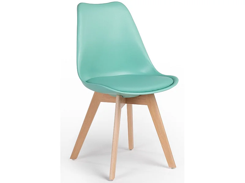 Chaise Tula style nordique - Assise en simili cuir et pieds en bois clair-Couleur Vert emeraude