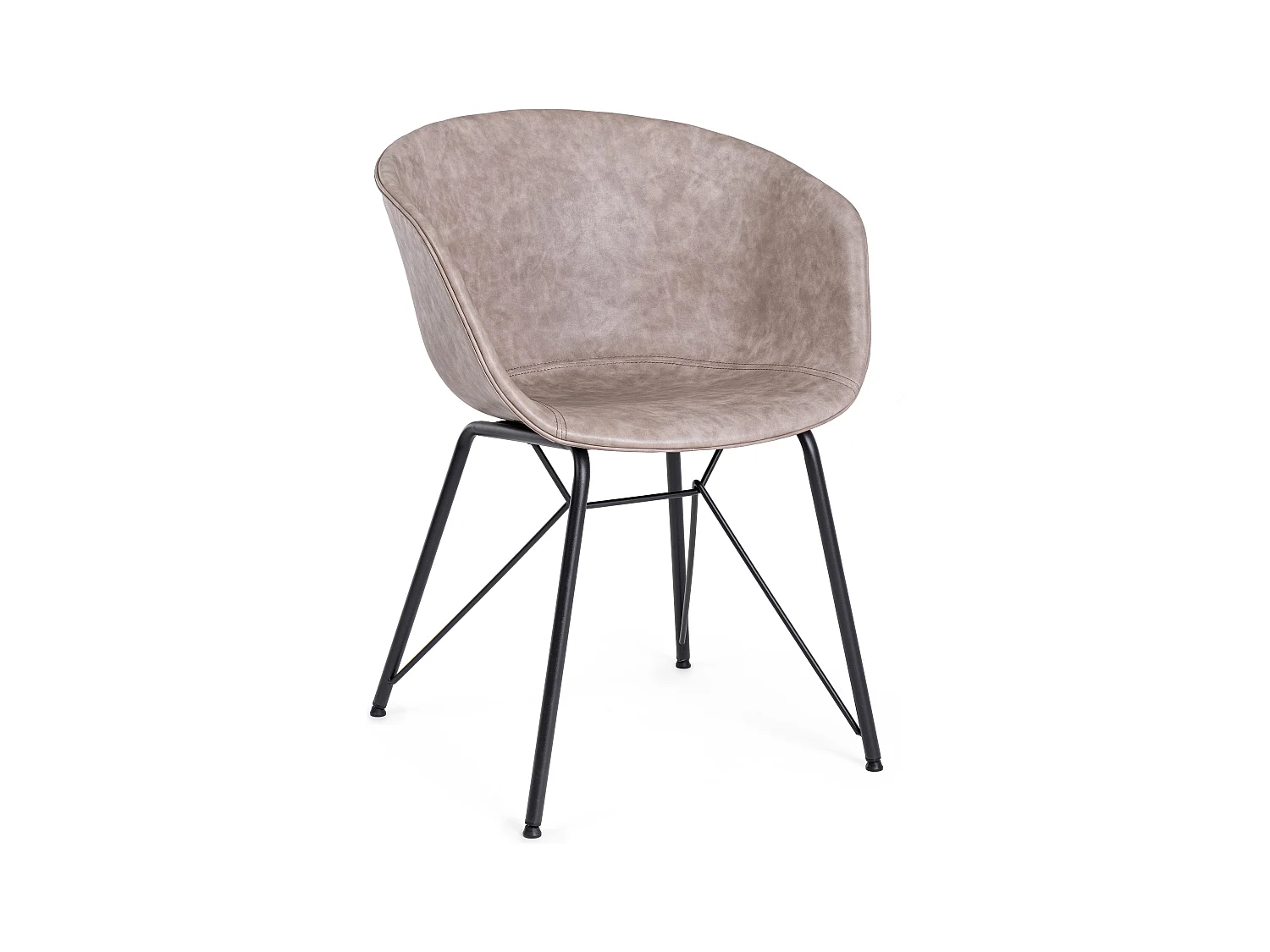 Chaise simili cuir Warhol - Style vintage-Beige