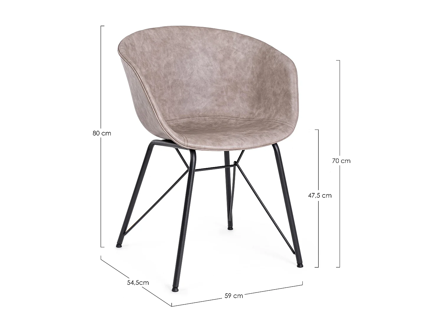 Chaise simili cuir Warhol - Style vintage-Beige