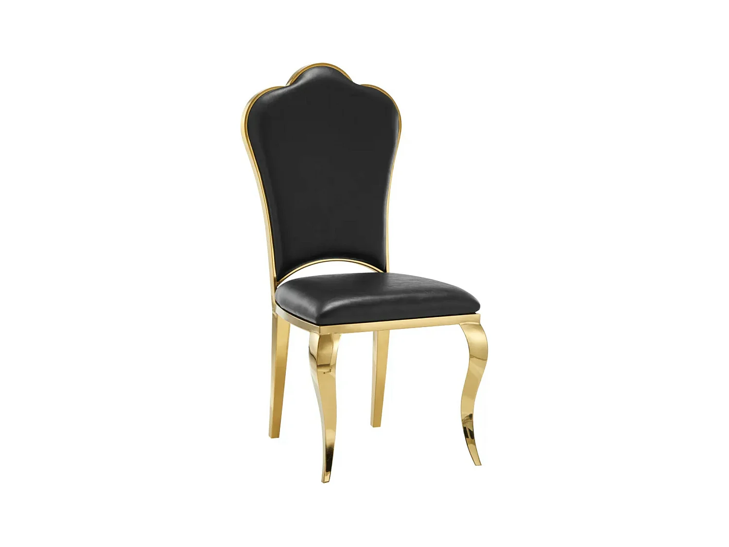 Chaise design simili cuir et pieds doré effet miroir Kouma - Lot de 4-Couleur Noir