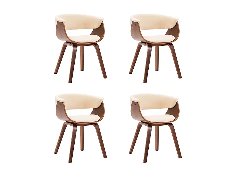 Cadeiras jantar 4 pcs madeira curvada e couro artificial creme
