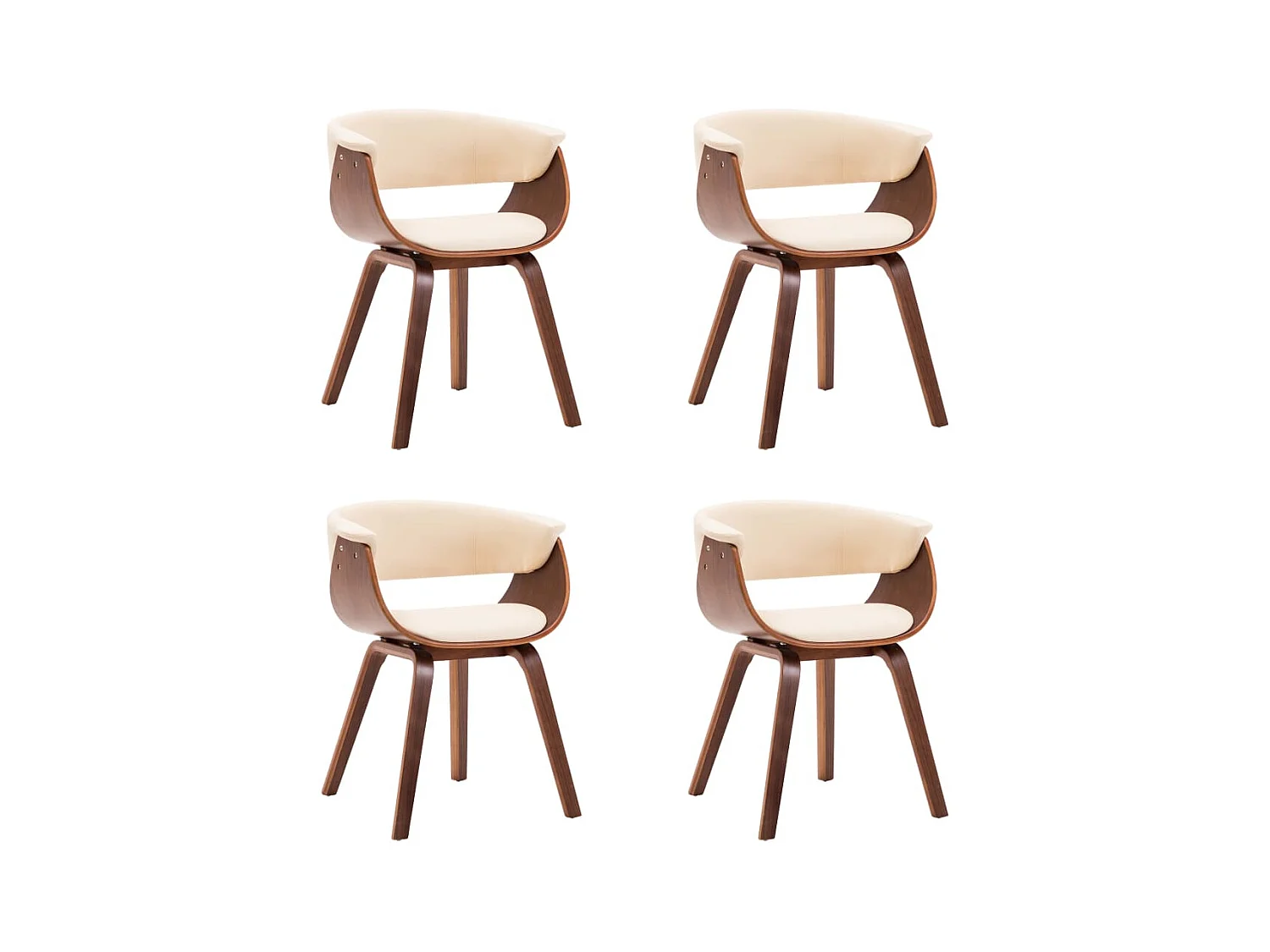 Chaises à manger lot de 4 crème bois courbé et similicuir