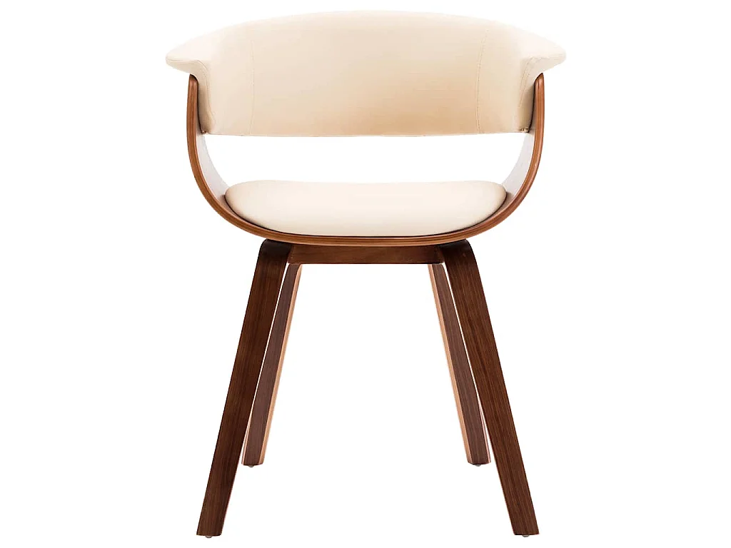 Sedie da Pranzo 4 pz in Legno Curvato e Similpelle Crema
